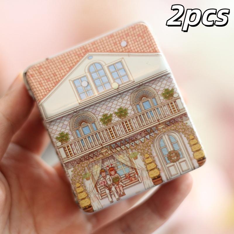 

2Pcs Multi-Purpose Organizer Vintage European House-Shaped Metal Storage Box With Hinged Lid For Office Pantry Sealing Container