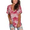 Womens Fashion Plus Size Gradient Color V-Neck Short Sleeve T-shirt Tops Blouse