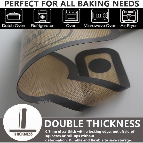 2Pcs Silicone Bread Sling Oval And Round For Dutch Oven, Non-Stick Easy-Clean Reble Silicone Baking Mat With Long Handles Sourdough Bread Baking Mat