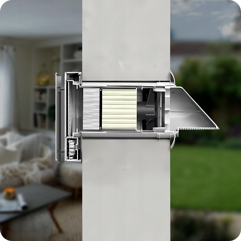 Unidade de Recuperação de Calor de Parede Wifi Tuya Controle Remoto Filtro 60 M³/H Ventilador 3 Velocidades