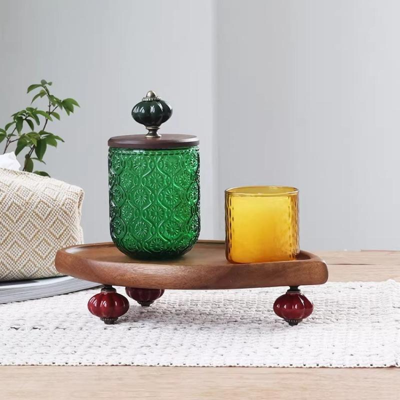 BEPAN 1PC Vintage American Style Glass Cotton Swab Storage Box Creative Toothpick Holder Dental Floss Dispenser French Ornament