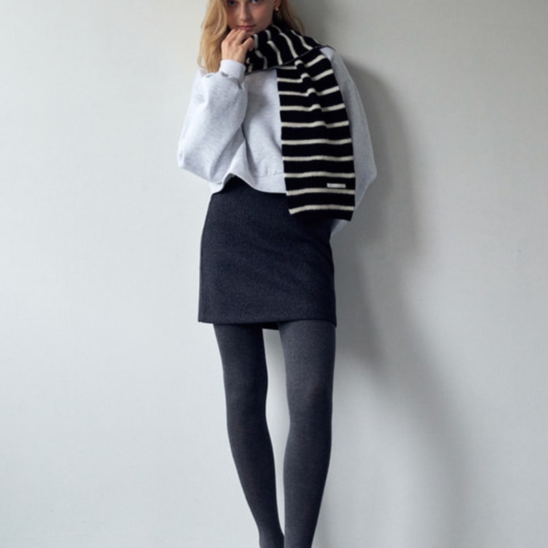 LOEIL Wool Stripe Muffler - Black