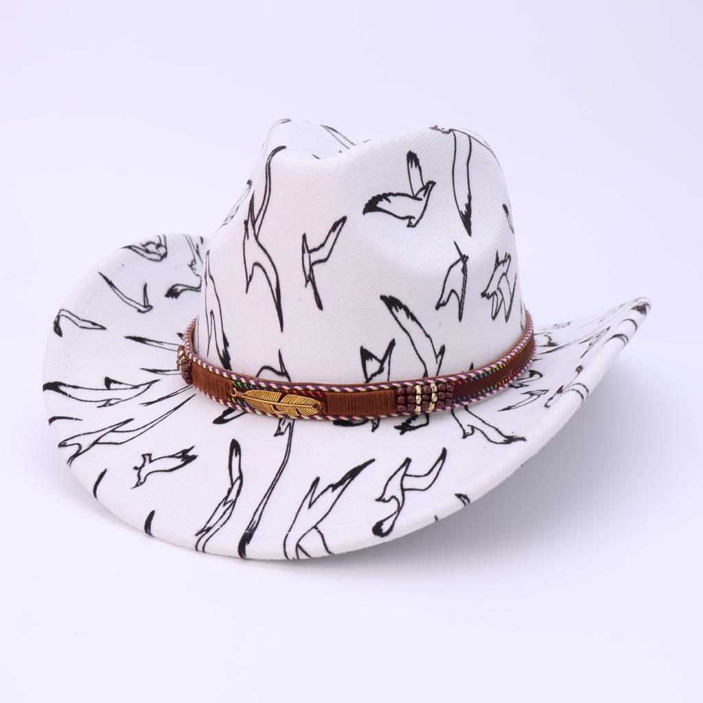 Western Cowboy Hat Premium Sense Retro Small Belt Accessories Top Hat Style Men'S And Women'S Versatile Jazz Hat