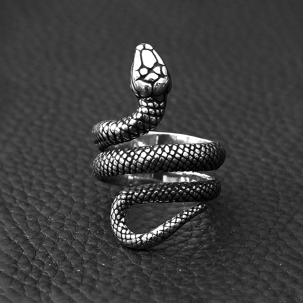 Modne zabytkowe pierścienie ze stali nierdzewnej 316L wąż dla mężczyzn i kobiet Punk Cool Animal Ring Party Couple Amulet Jewelry Gifts