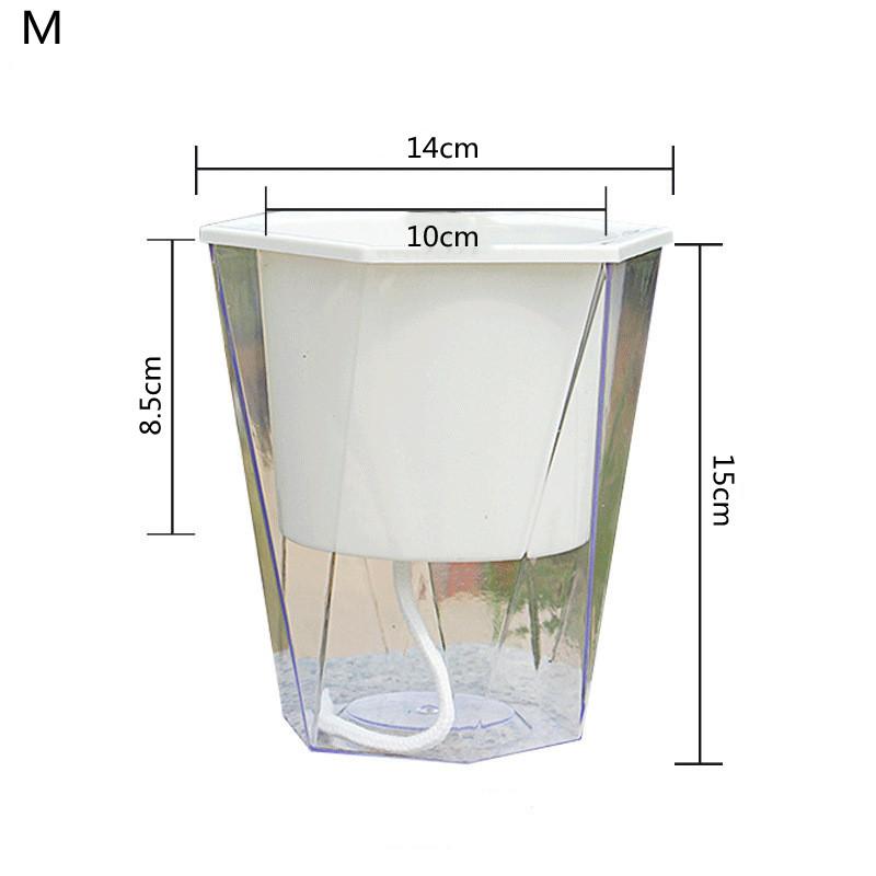 Blumentopf Selbstbewässerung Pflanzgefäß Transparentes Pflanzgefäß Blumentopf Wasserspeicherbecken Lager Gartenzubehör Heimdeko FU
