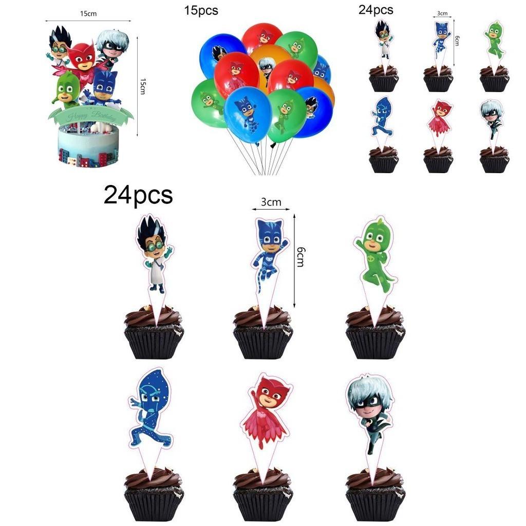 Delightful Pj Masks Birthday Party Decor With Colorful Balloons And Fun Tableware