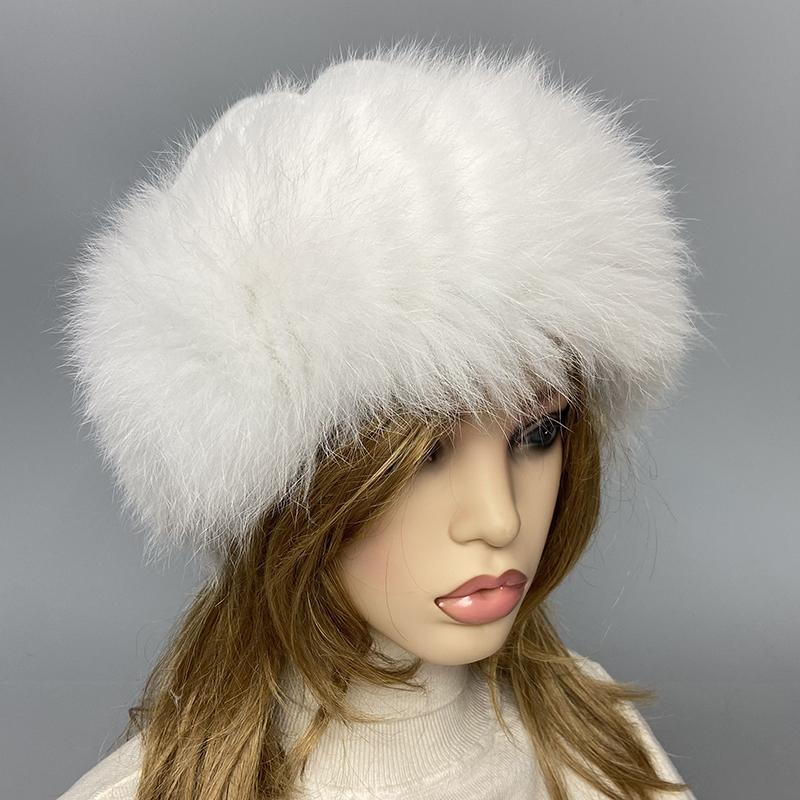 Soft Stylish Winter Fur Hats for Women Furry Fluffy Knitted Fox Rabbit  Fleece Real Fur  Hat