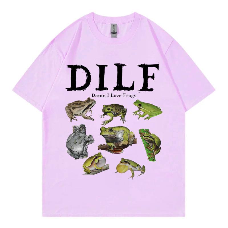 Dilf Damn I Love Frogs Graphic T Shirts Mens Womens Fashion Short Sleeve Tshirt Vintage Oversized Street Clothing Tshirts