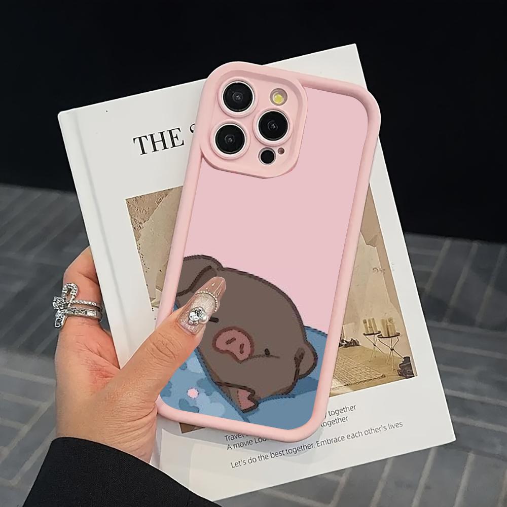 Cute black pig pattern phone case suitable for iPhone 17 16 15 14 13 12 11 Pro/Max/Plus anti drop and shockproof back cover