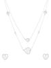 Kicky and Perky 925 Sterling Silver Mother of Pearl Station Layred Heart Love Necklace Earrings Jewelry Set For Womens