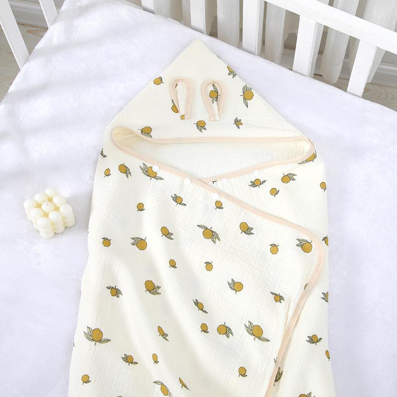 Beige Children'S Hooded Bath Towel Four-Layer Cotton Gauze Cape Bath Towel Soft Absorbent Baby Bath Robe