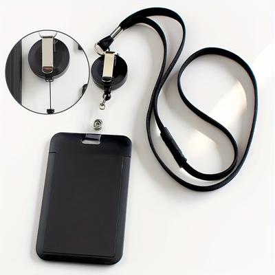 Ausweishalter mit schwarzem einziehbaren Lanyard-Karabinerhaken - Verstellbarer Badge-Reel-Halsriemen Schlüsselanhänger Zubehör Geschenk