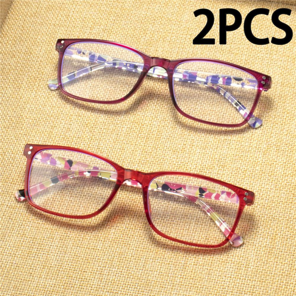 2PCS Reading Glasses Lightweight Anti Eyestrain Fashion Computer Presbyopic Glasses For Women Men