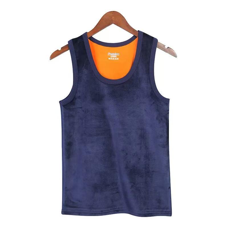 Men's Round Neck Thickened Double-Sided Velvet Vest for Autumn and Winter - Warm Base Layer