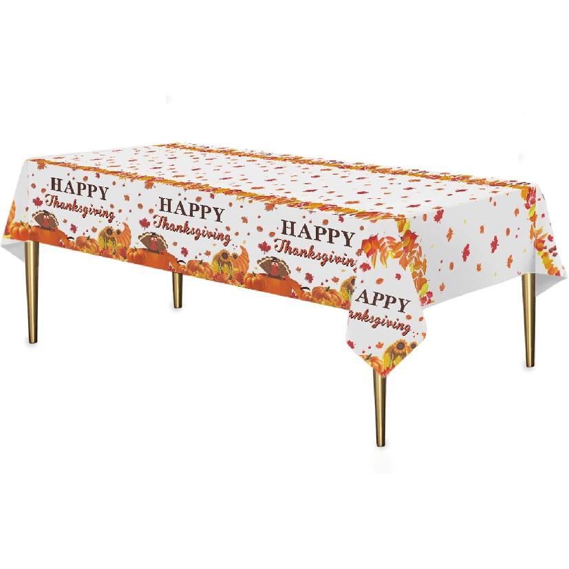 2 Pack Thanksgiving Tablecloth - Disposable Happy Thanksgiving Table Cover for Thanksgiving Party Decorations