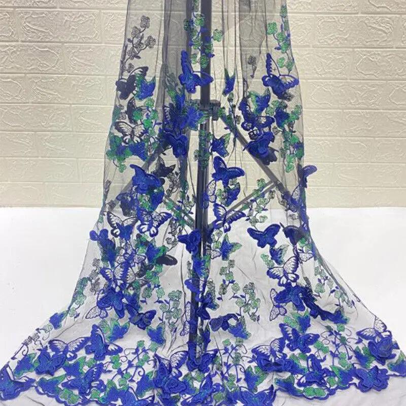 3D Butterfly Floral Embroidery Fabric Lace Mesh Voile Clothes Dress Material Suit DIY Fabric Sewing Craft Clothing Supplies