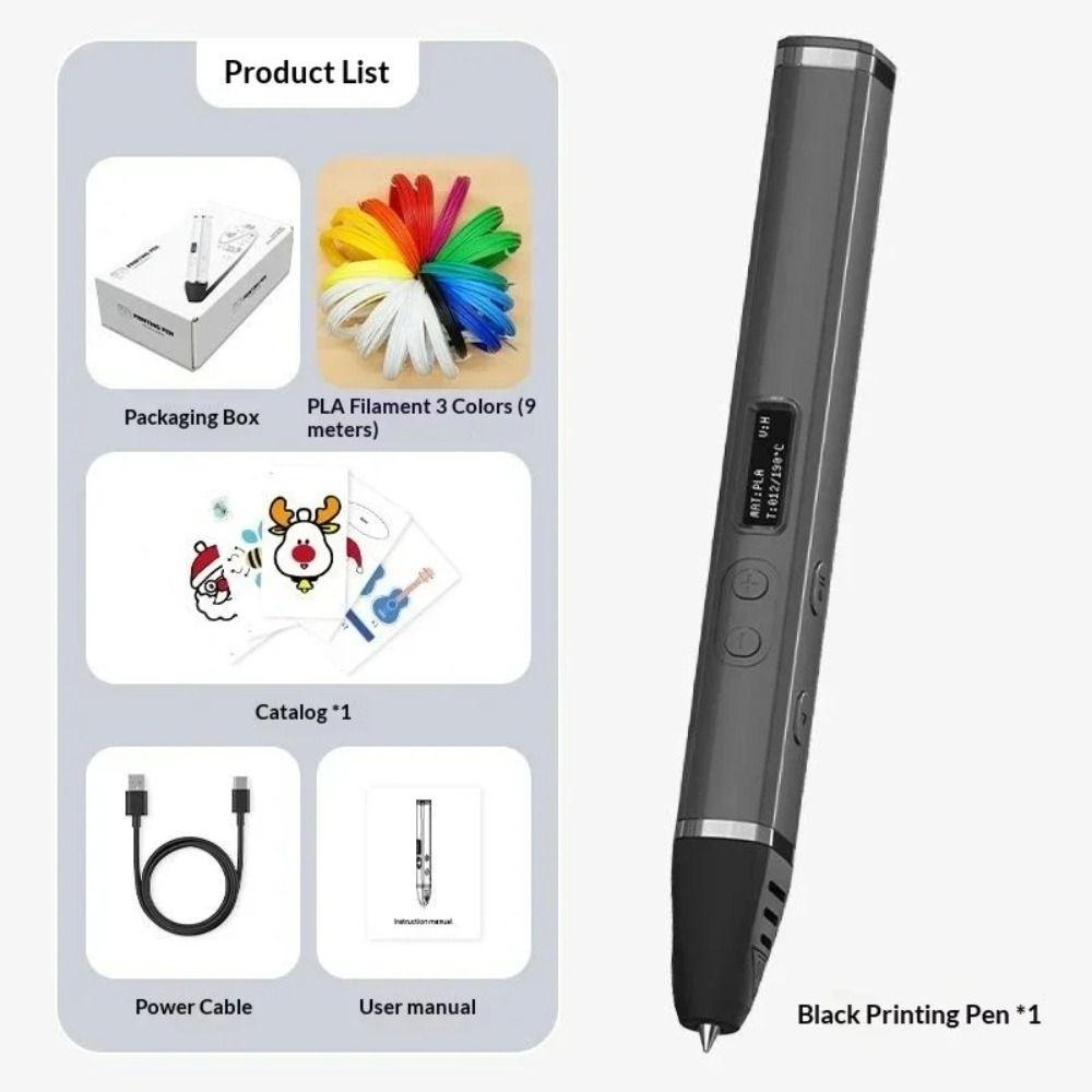 Professional OLED Display 3D Printing Pen Fast Extrusion Temperature Control Doodling Pen DIY PLA Filament Pen Gift