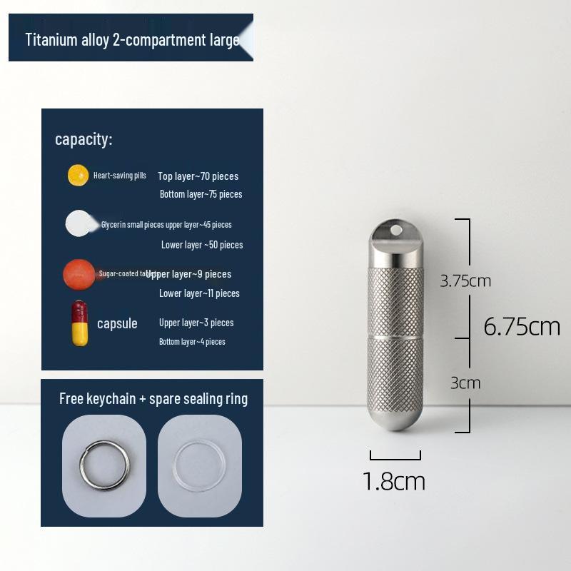 Compact Titanium Non-slip Pill Box - Multi-compartment, Waterproof, Moisture-proof, Perfect for On-the-go Storage