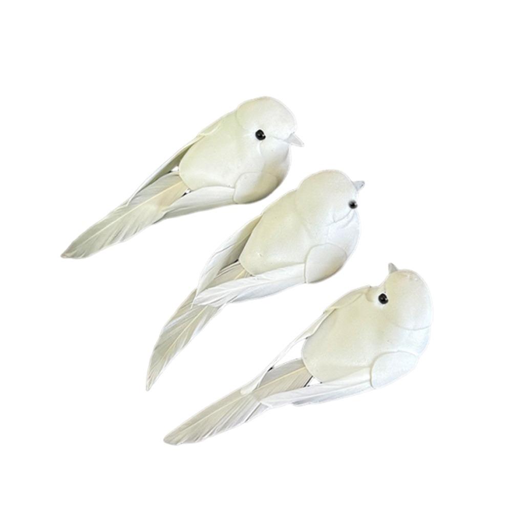 6PCS Foam Dove Artificial Birds DIY Accessories Handicraft Faux Foam Animal Photo Props with Clips Artificial Bird Model