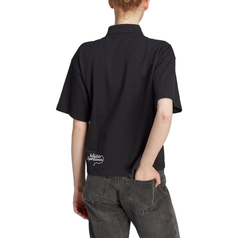 adidas Polo Shirts Women's Black Polo Collar Moderate Straight Fit IJ8747