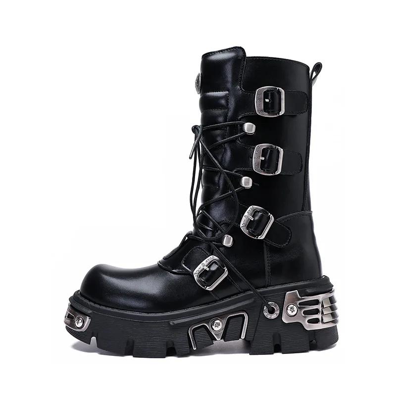 Fashion Retro Rock Shoes Boots For New Dark Punk Leather Shoes Metal Niche Motorcycle Platform Shoes For Women