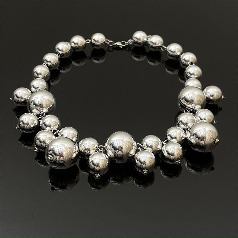 Nowy przesadzony duży naszyjnik z koralików damski lekki luksusowy prosty temperament łańcuszek na szyję wysokie poczucie łańcuszek na obojczyk wszechstronne akcesoria