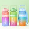 Water Bottle Gradual Change Color Large Capacity Three Piece Plastic Cup Outdoor Portable Sports Kettle with Scale Large Capacity Space Cup