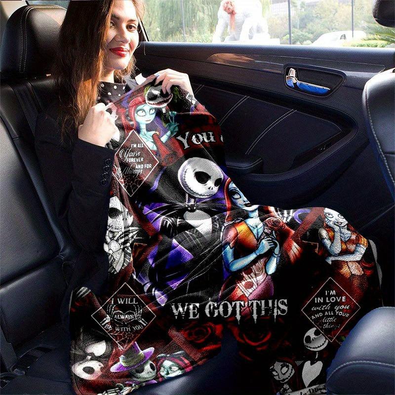 1pc Jack Skellington Printing Flannel Blanket Ideal for Travel Sofa Beds and Home Decor Ideal Birthday or Holiday Gift Available for All Sea