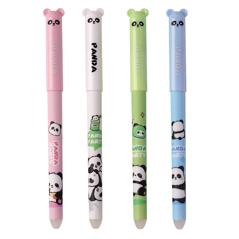 4 Stuks/Set Schattige Cartoon Uitwisbare Gelpen 0,5 mm Volle Naald Kristal Blauwe Inkt Kawaii Eenhoorn Beer Panda Schrijfpennen voor Schoolstudenten