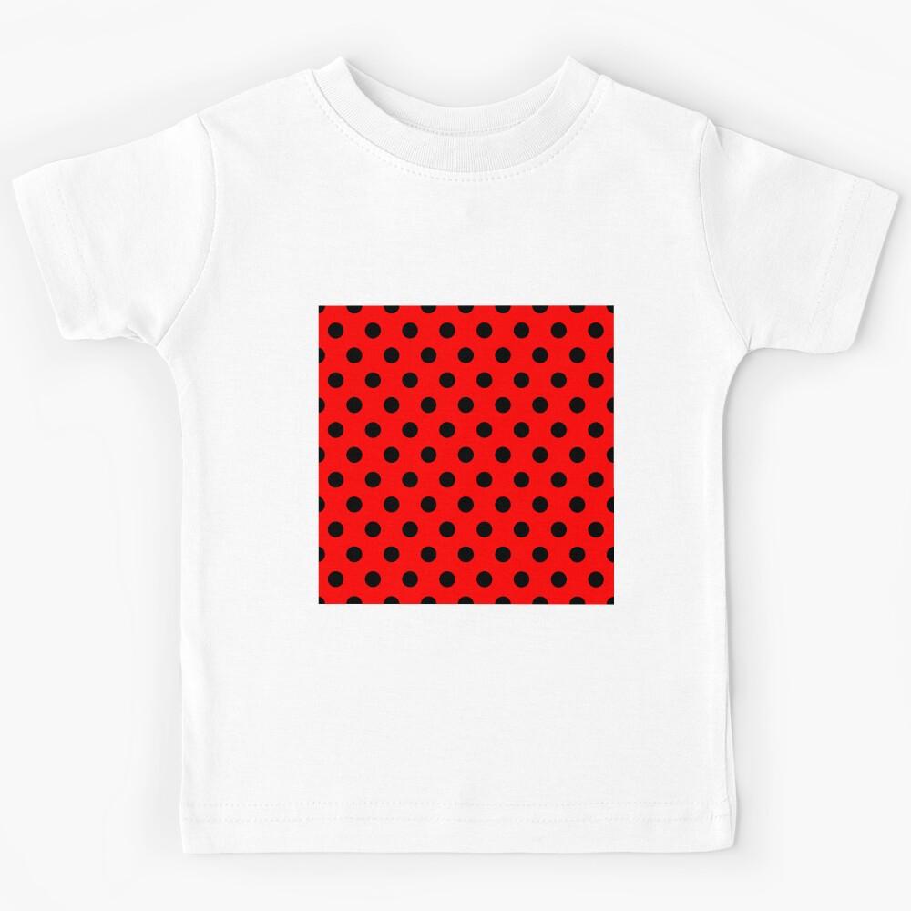 Black and Red Polka Dots Kids T-Shirt 130