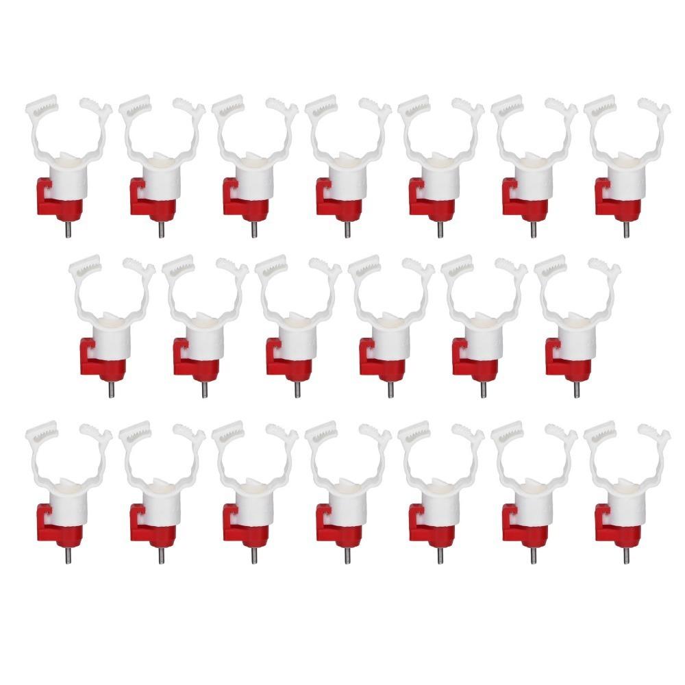 20Pcs Plastic Chicken Nipple Feeder Red & White Chicken Nipple Drinker  Poultry Rearing 20Pcs