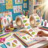 100-500 Pcs Summer Ice Cream Stickers Roll Holographic Ice Cream Cone Stickers Colored Waterproof Self-Adhesive Decals for Gift