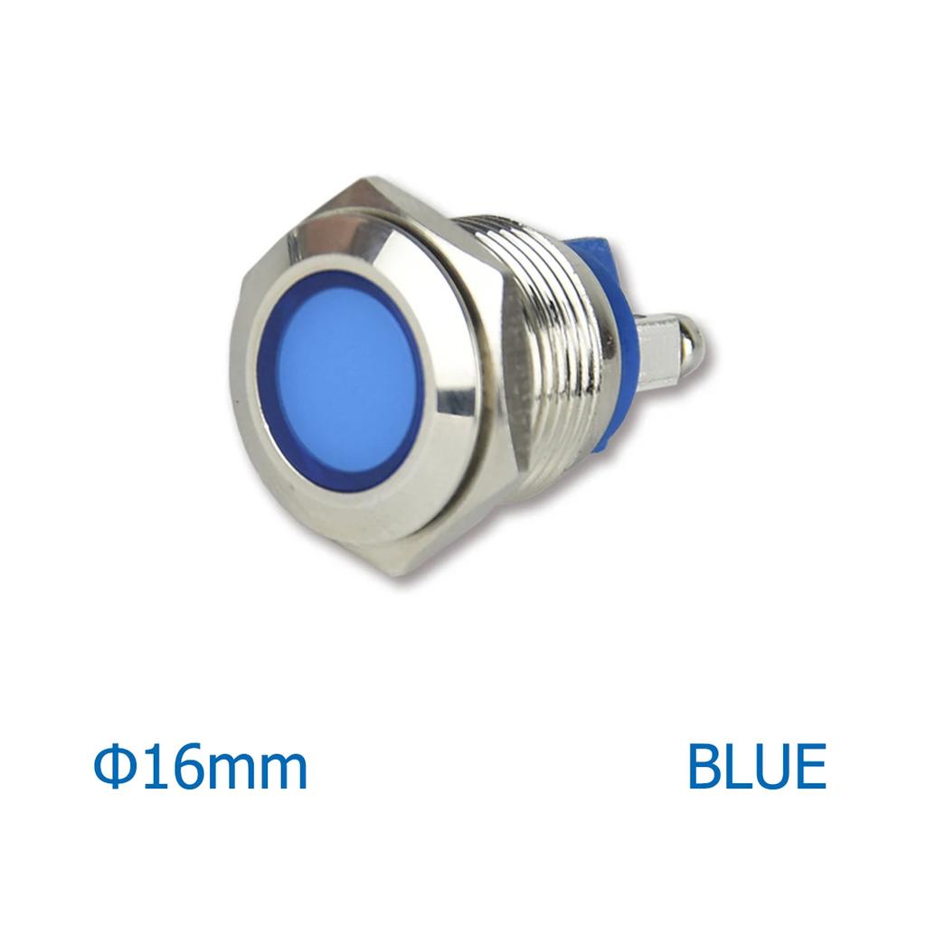 LED Indicator 16mm Metal Waterproof Indicator Lead Terminal With Bolt Foot Ring Connector 12V 220V Red  Orange Green Blue White