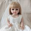 55CM Reborn dziewczynka lalka miękkiego silikonu długie złote włosy realistyczna księżniczka maluch biała suknia ślubna dla dzieci prezent urodzinowy