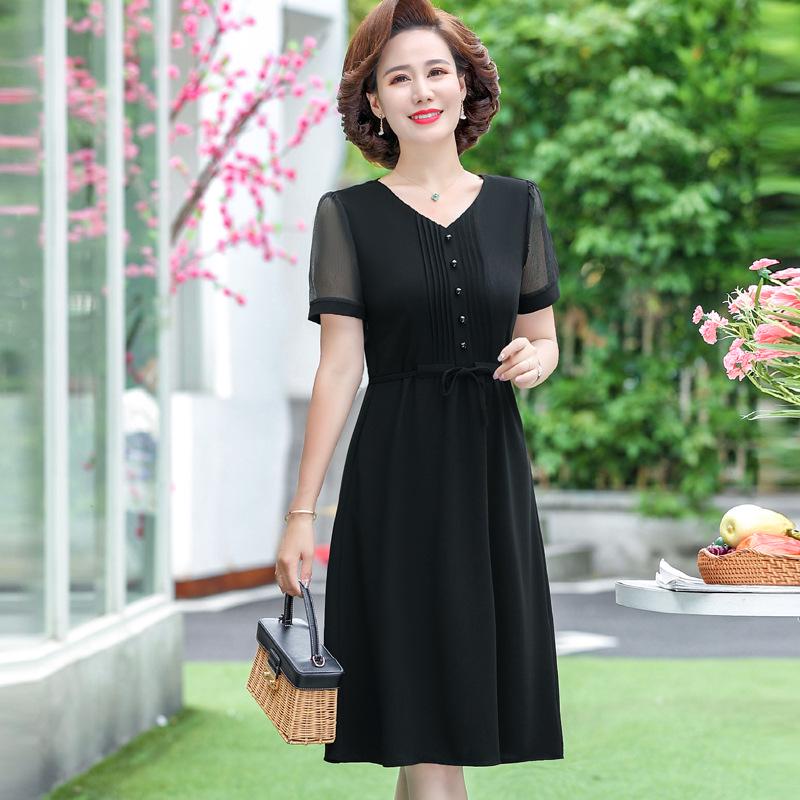 Elegant Chiffon Summer Dress 2026: Short Sleeve Style for Women Aged 40-50