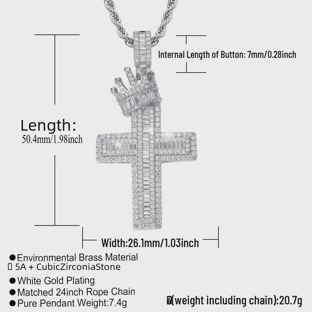 Europäischer und amerikanischer Kronenkreuz Zirkon Anhänger: Retro Hip-Hop Schmuck für Männer und Frauen