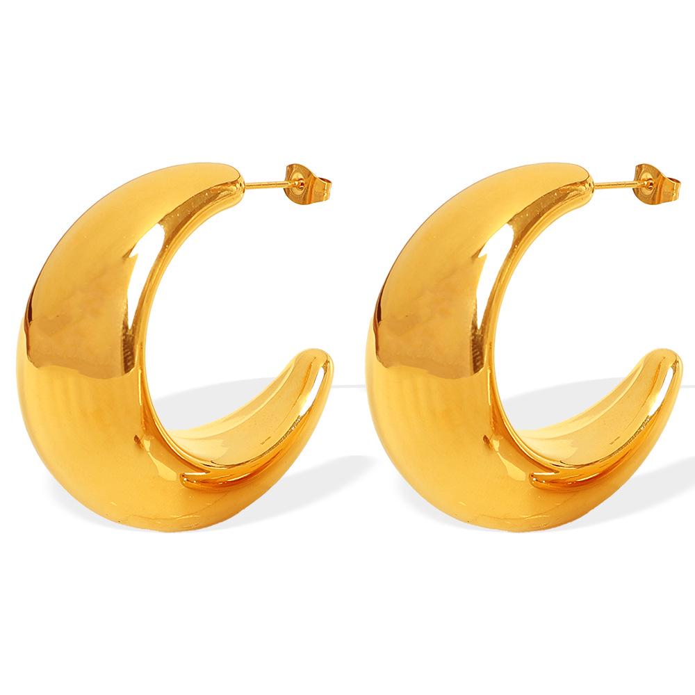 French Minimalist C-Shaped Crescent Earrings - Versatile, High-End Design for Women