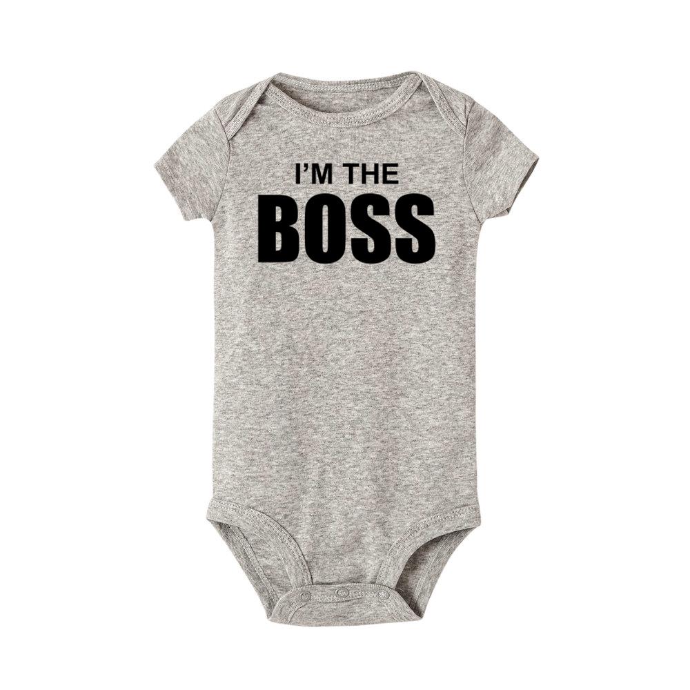 Lustiger Strampler für Neugeborene aus Baumwolle mit Aufdruck „I'm The Boss“, niedlicher Jumpsuit-Body