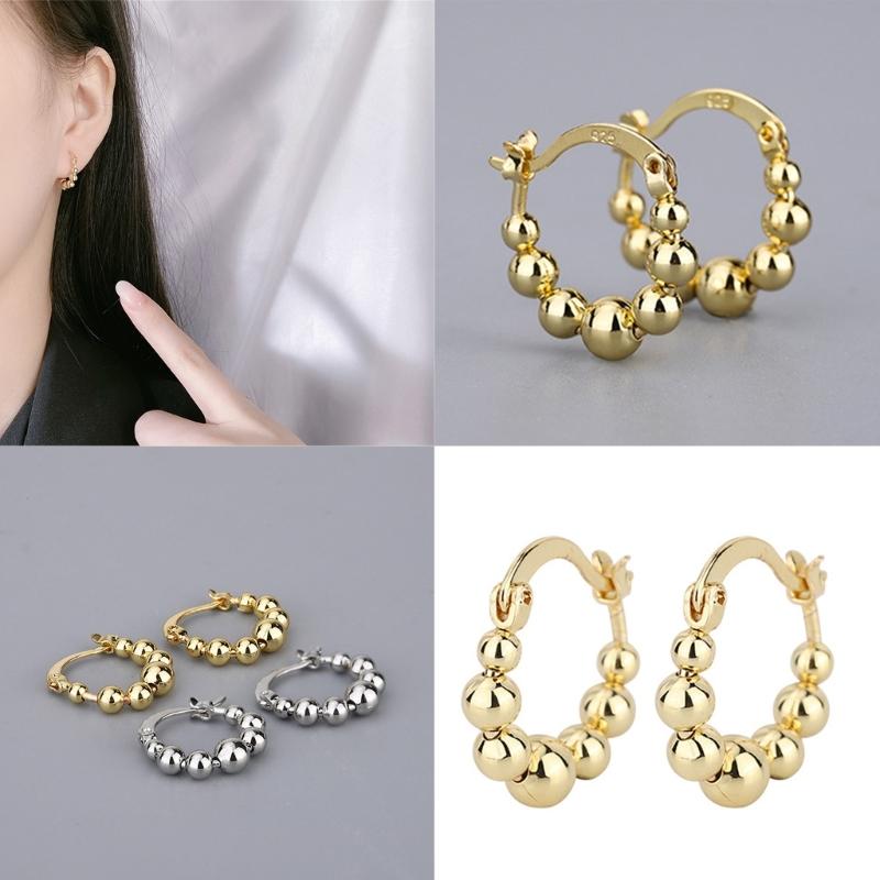 Elegant Movable Bead Earrings Small Beads Hoop Earrings Present for Women Perfect for Daily Wear and Special Occasions