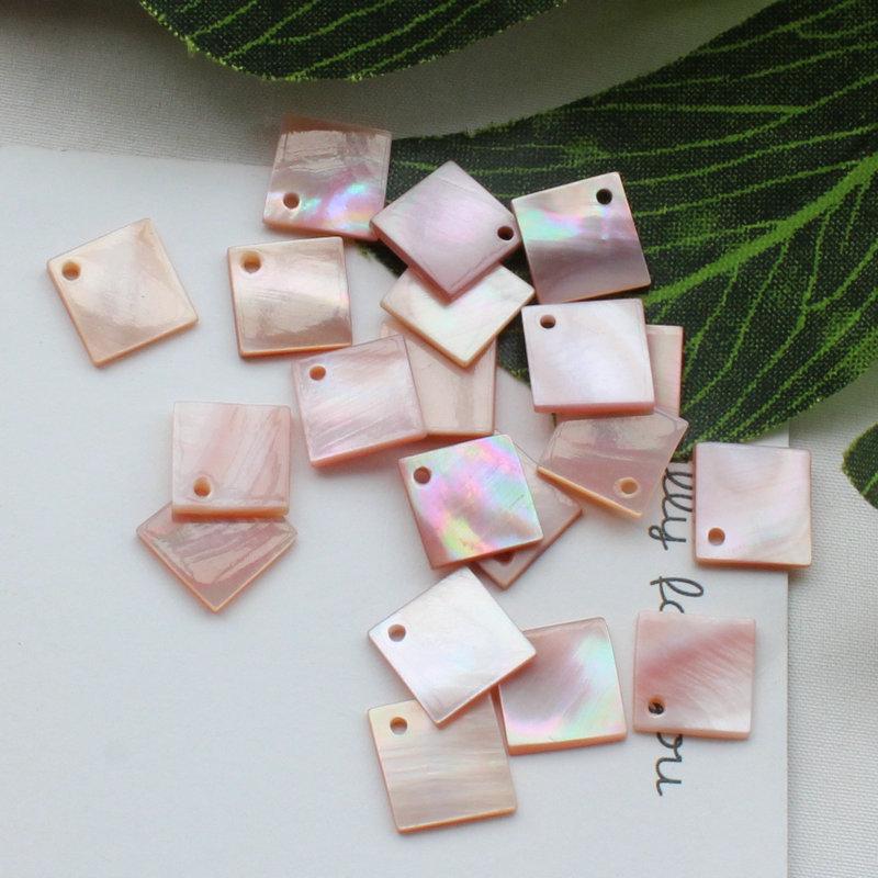Pink Mother-of-Pearl Shell Square Jewelry Accessories: Hairpins, Earrings, Pendants for DIY