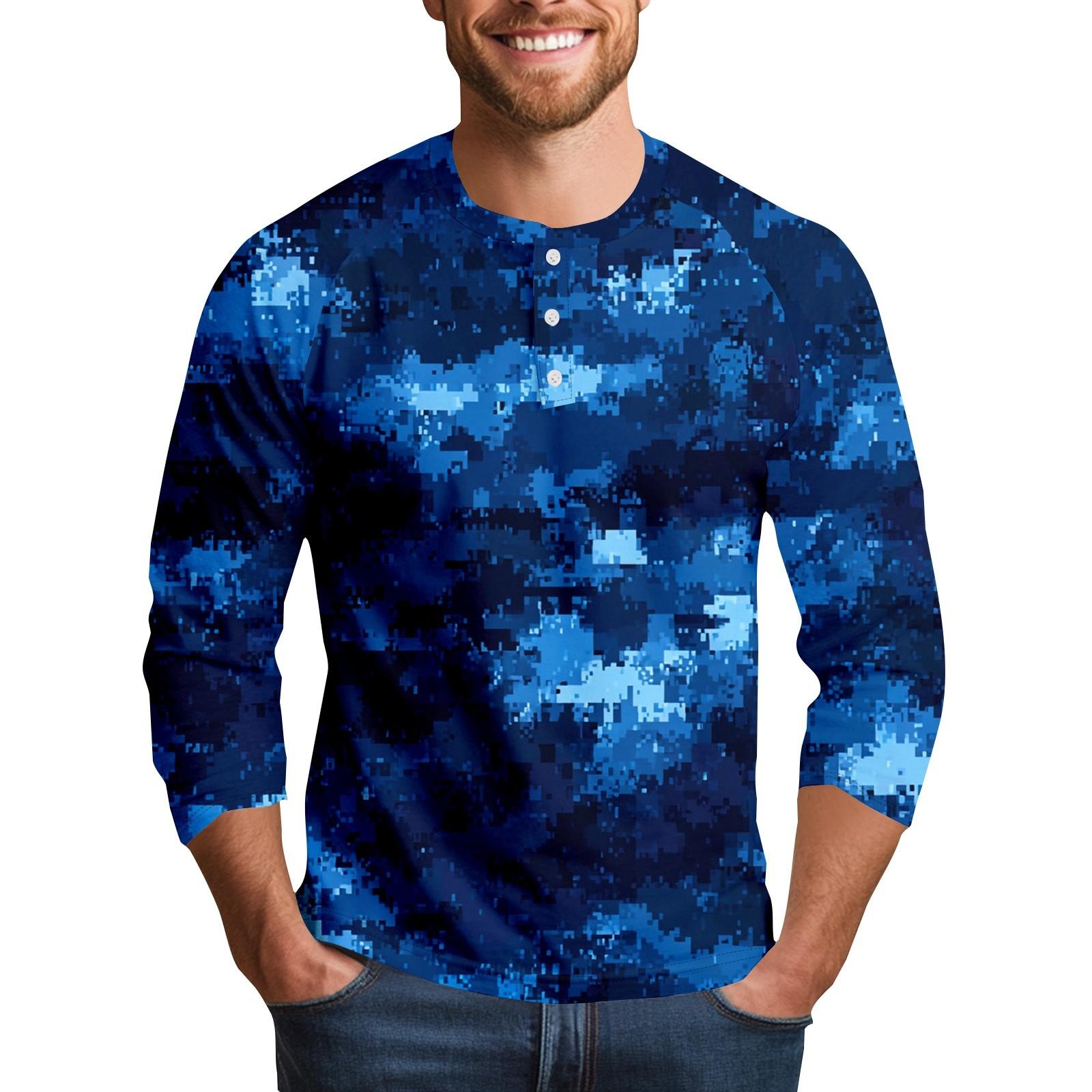 

Men s Camouflage Print Collar Seven Quarter Sleeve S