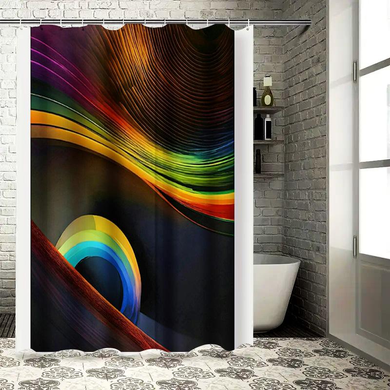 

Colorful Curve Shower Curtain Modern Bathroom Decor For Home Decoration 90x180cm