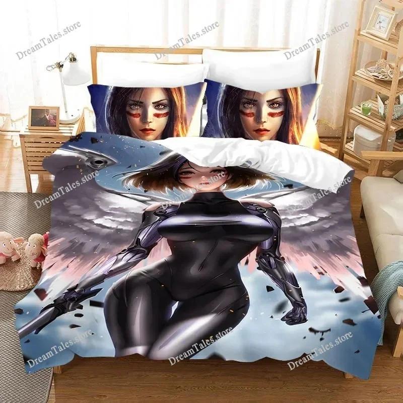 3D Print Movie ALITA Pattern Bedding Set Boys Girls Twin Queen King Size Duvet Cover Pillowcase Bed Boys Adult Home Textile