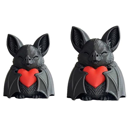 Cute Red Heart Bat 3D Printed Halloween Decoration Novelty Tabletop Sculpture for Spooky Party Haunted House Holiday Decor Fun Gift for Kids & Bat