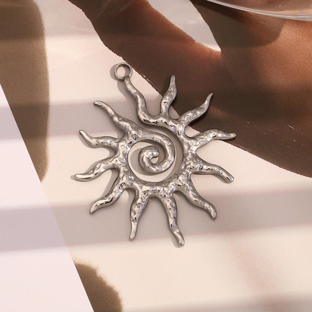 MamacitaSlay Vintage Spiral Sun Gold Plated Charms for Jewelry Making Handmade Waterproof Stainless Steel Charm Pendant