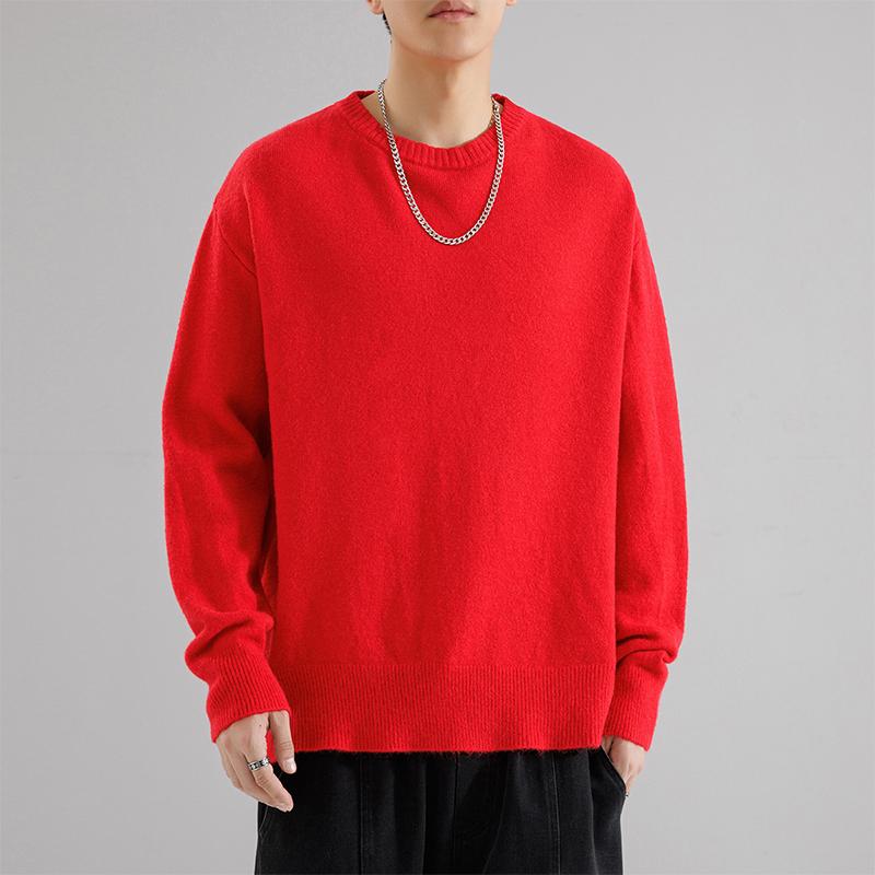 Maglione da Uomo a Girocollo Manica Lunga tinta unita Casual per Coppia Top Basic a Maglia