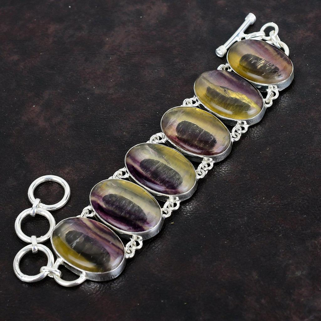 Multi Fluorit Armband echtes Edelstein Armband 925 Sterling Silber verstellbares Kettenarmband handgefertigt brandneuer Schmuck Jubiläumsgeschenke