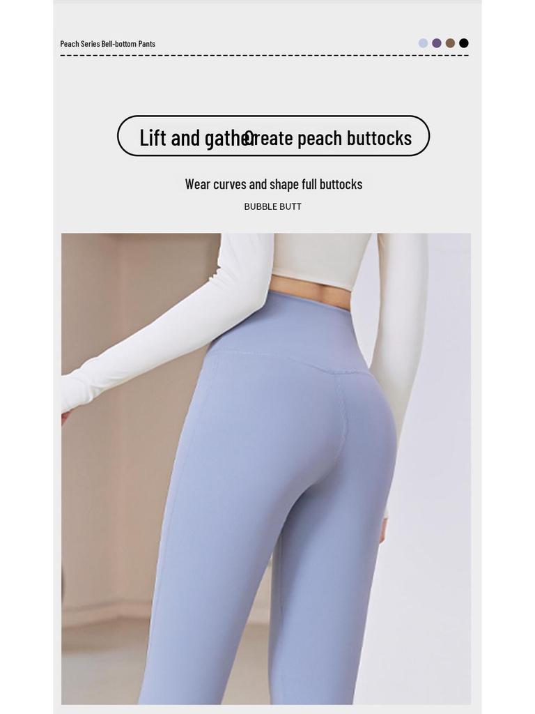 Lulu Sports Quick-Dry High Waist Yoga Pants - Breathable Slim Fit Flared Leggings