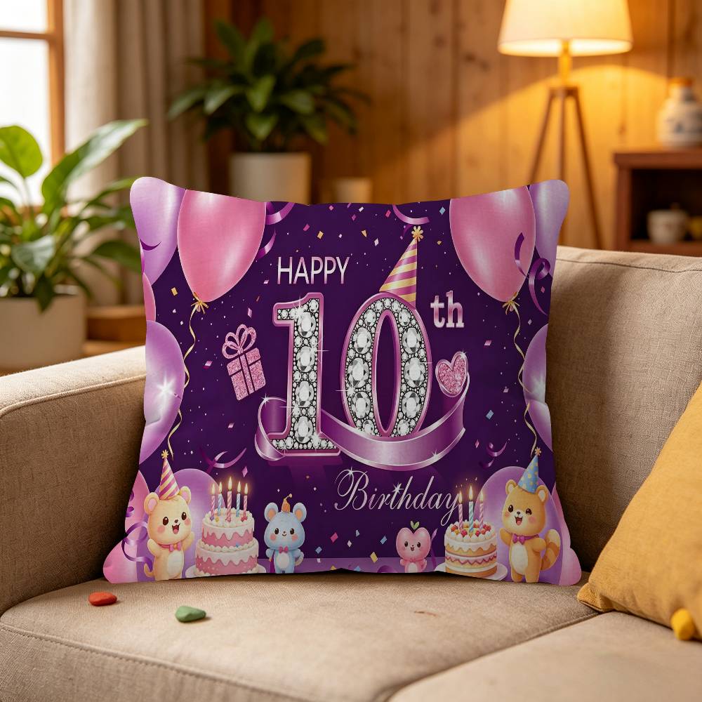 10th Birthday Party Cushion Cover Inches Farmhouse Decor Home Throw Pillow Covers for Couch Decorations