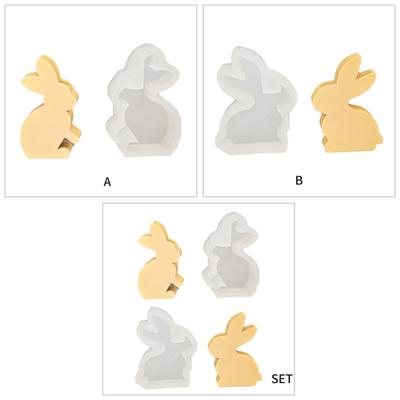 Rabbit Candlestick Silicone Mold Gypsum Plaster Mold Easter Candle Holder Molds for DIY Jewelry Organizer Home Decor